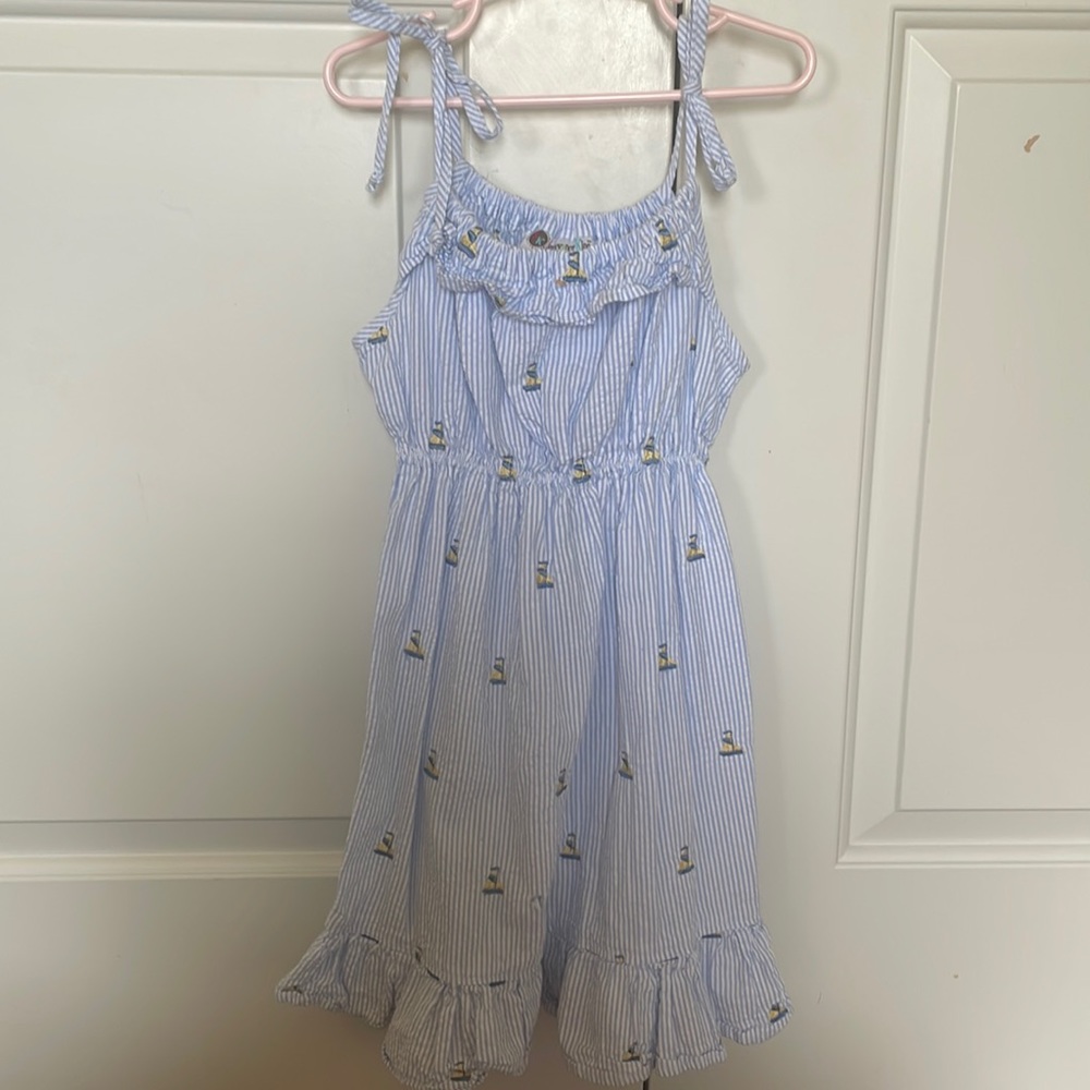 Girls seersucker size 6 sailboat dress